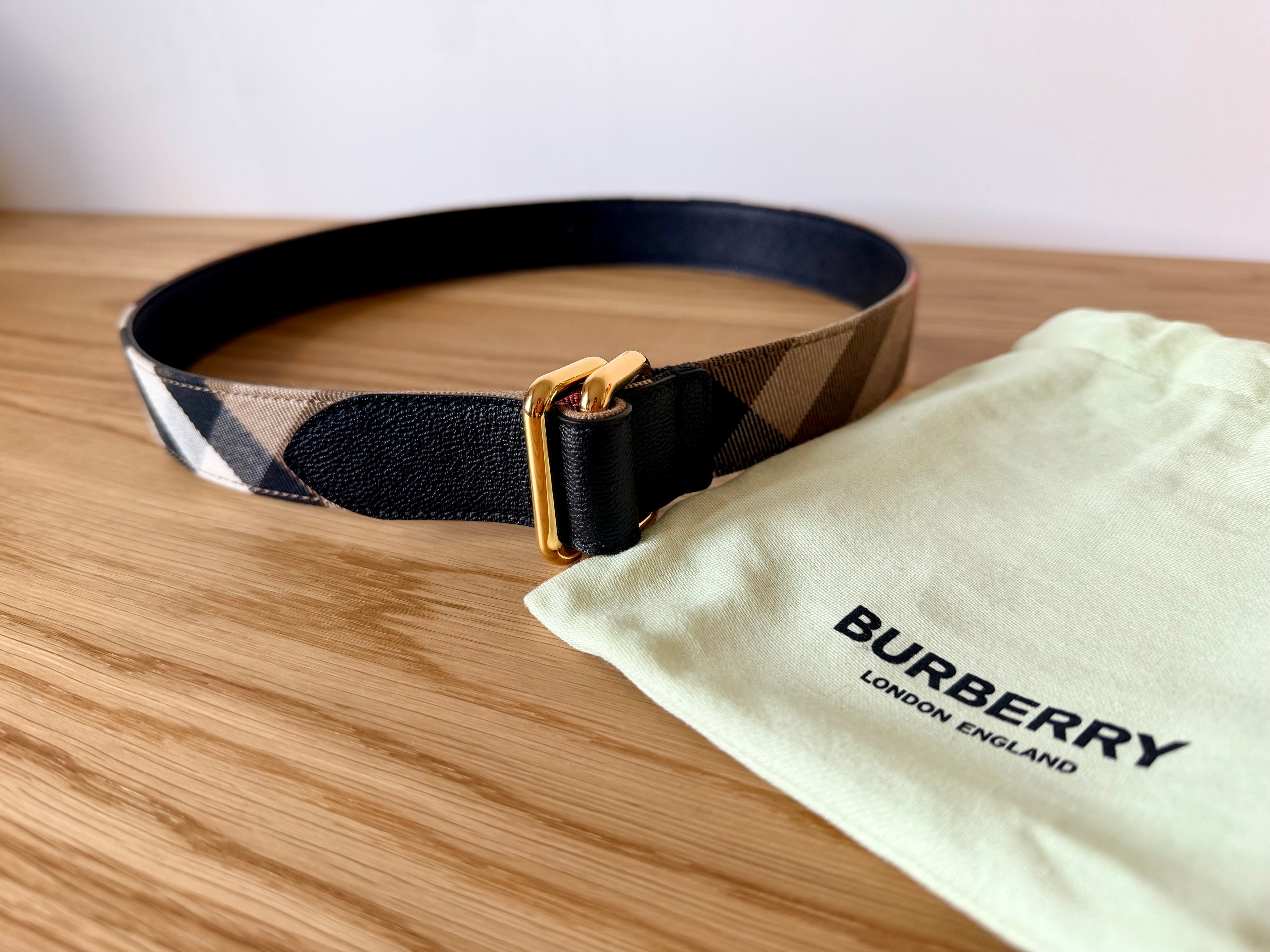 Ceinture Burberry Check en cuir