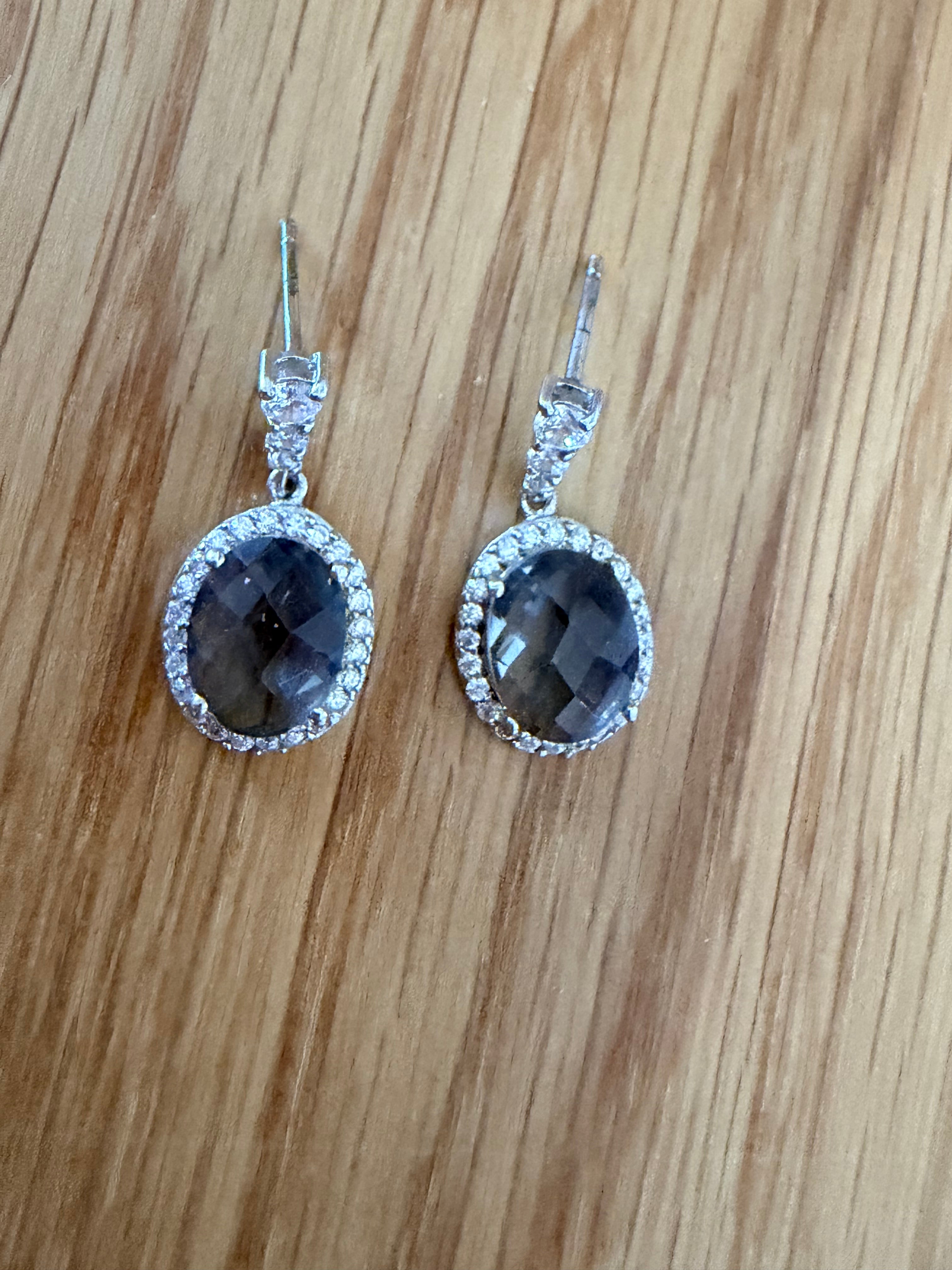 Boucles d’oreilles Pierre grise facettée - Argent 925