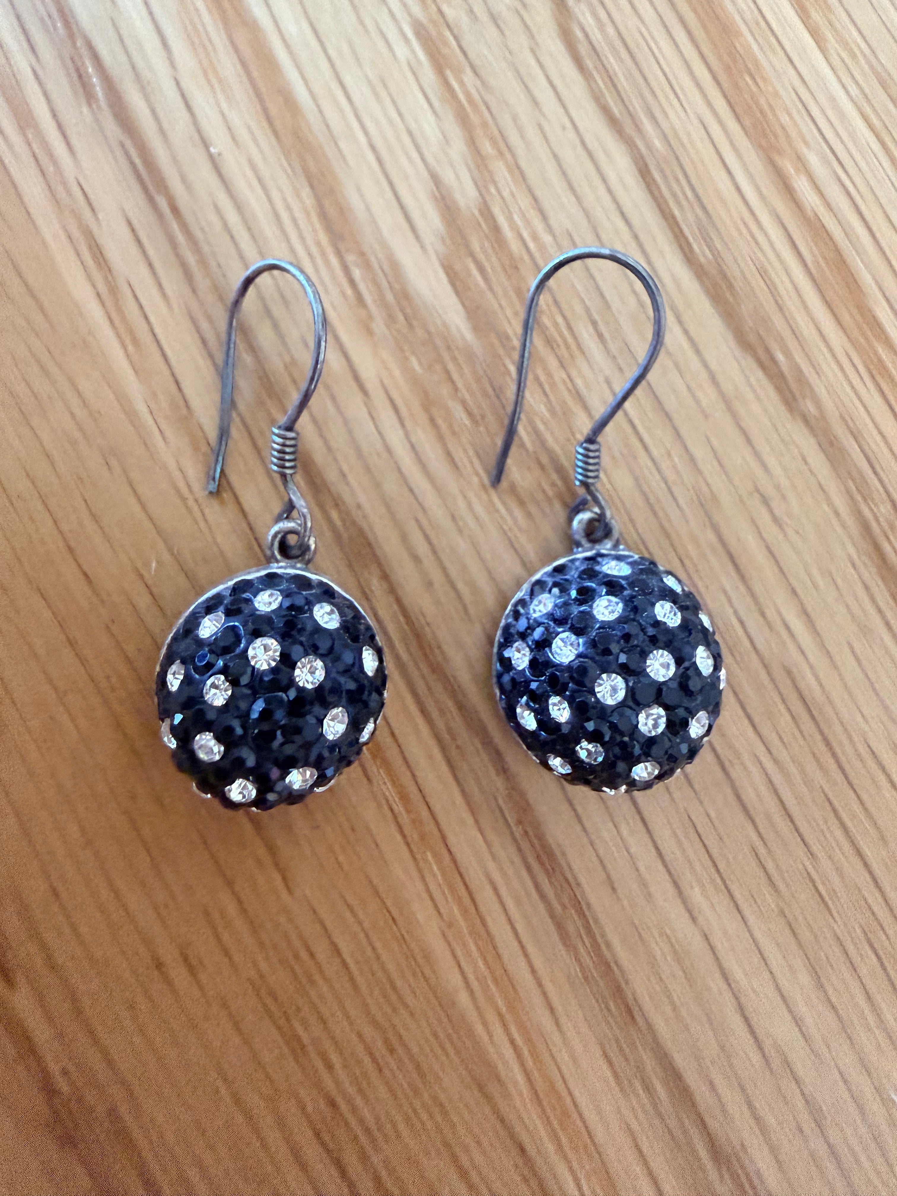 Boucles d’oreilles noires scintillantes - Argent 925