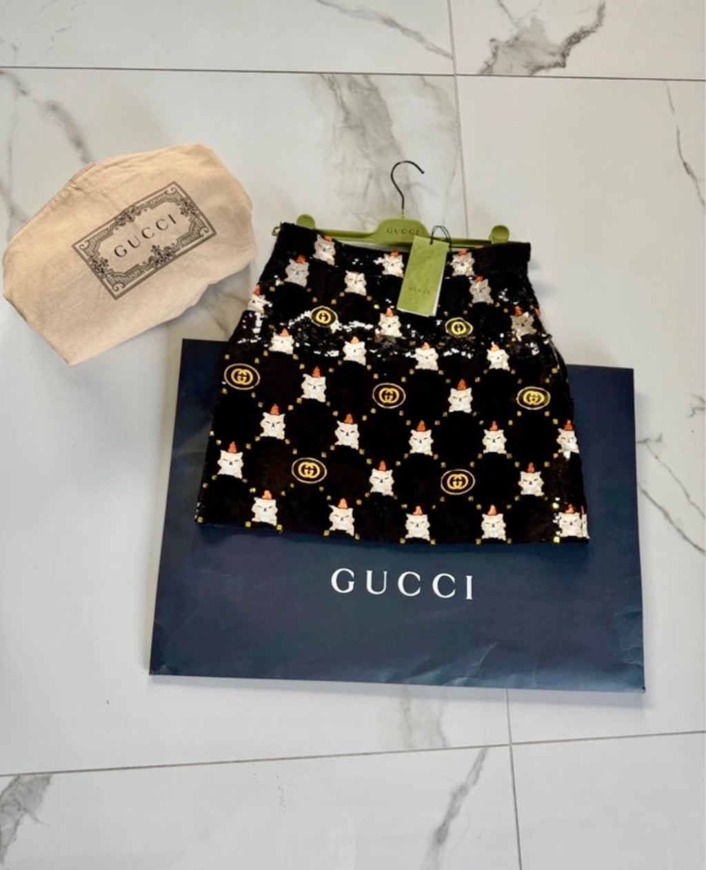 Jupe Gucci en soie & sequins