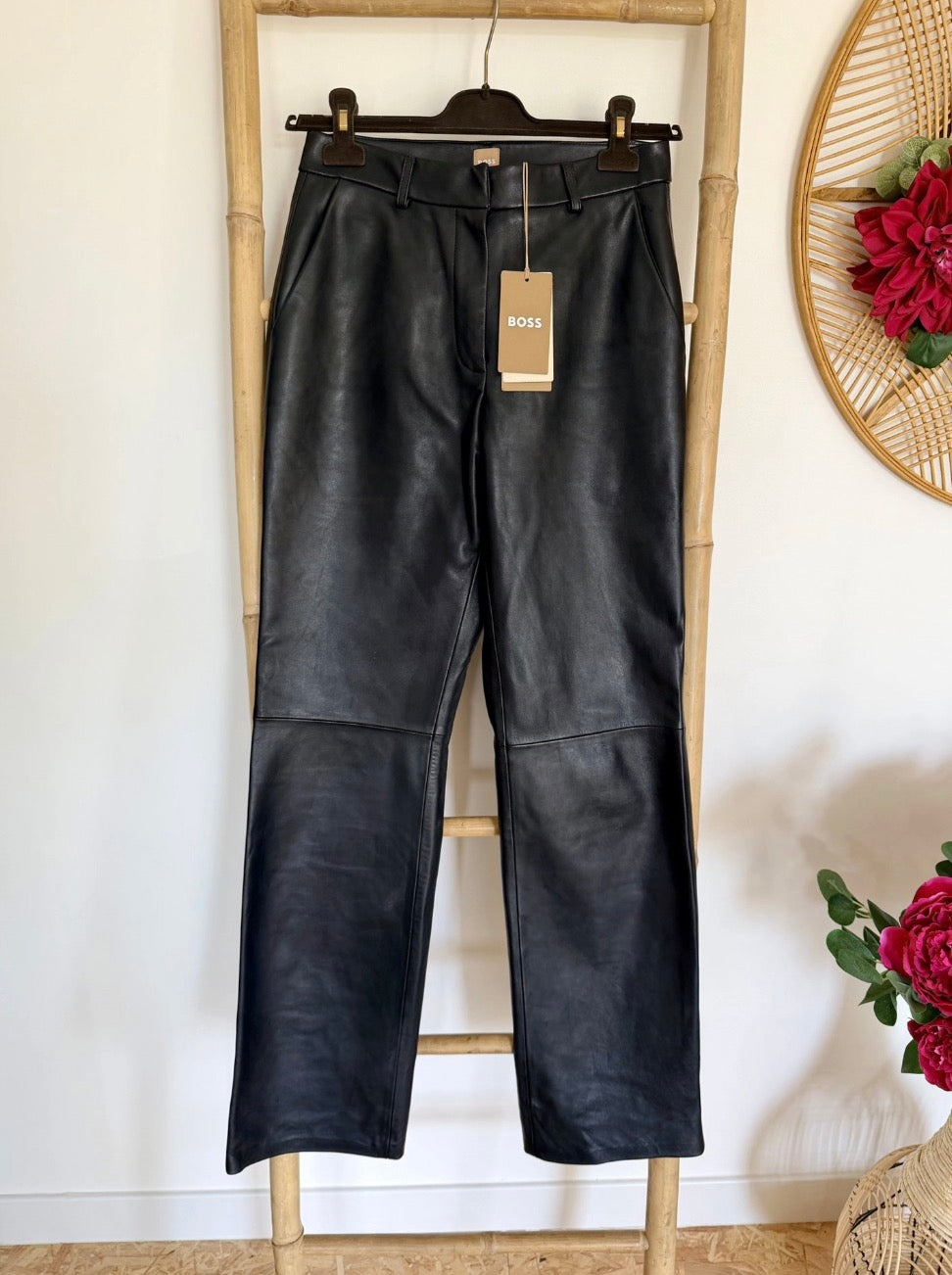 Pantalon cuir noir BOSS