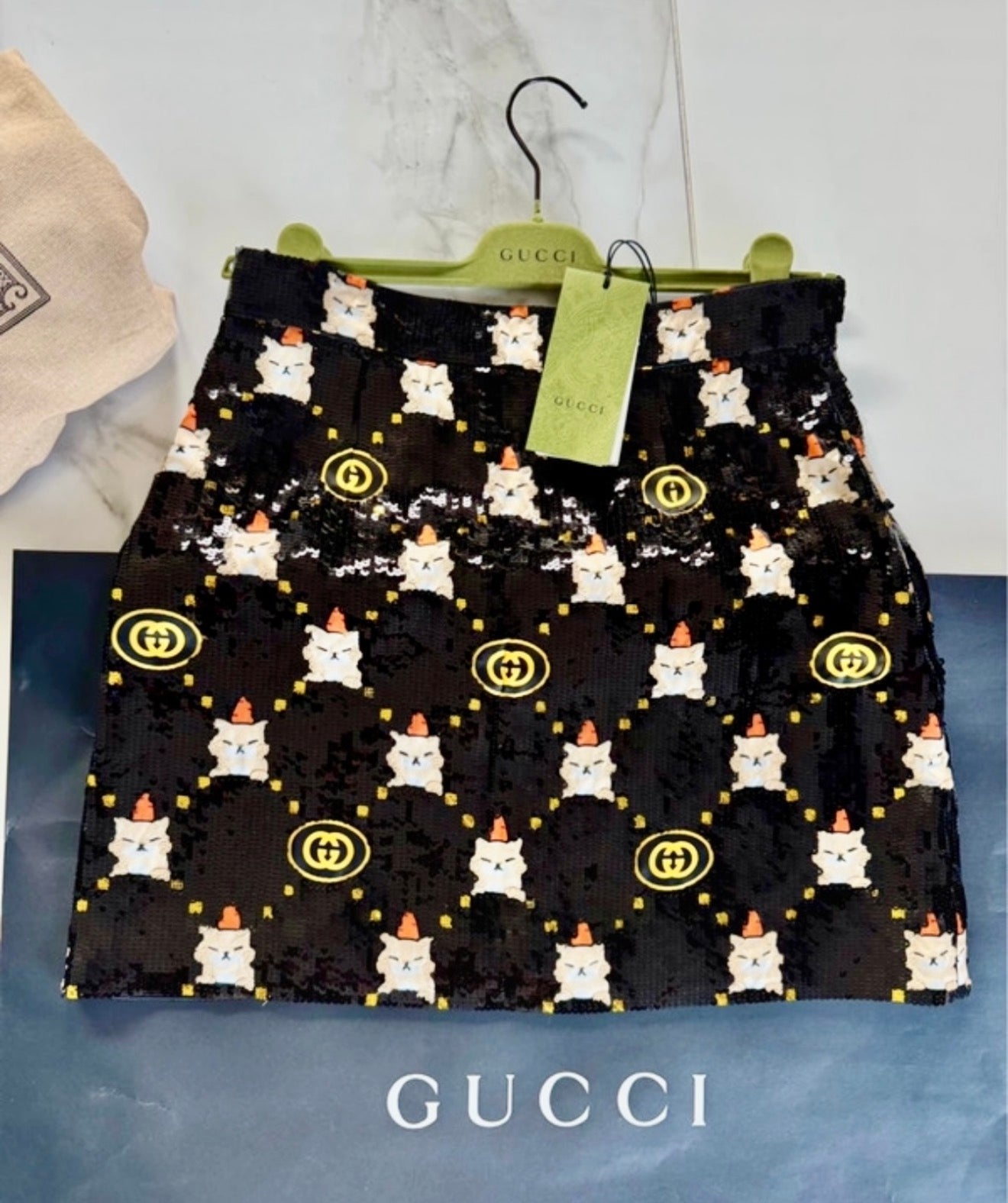 Jupe Gucci en soie & sequins