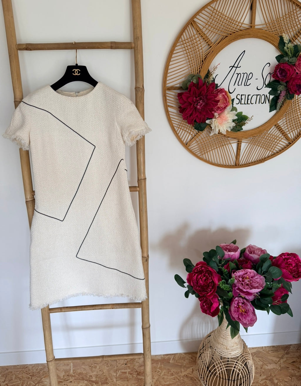 Robe Chanel en tweed écru