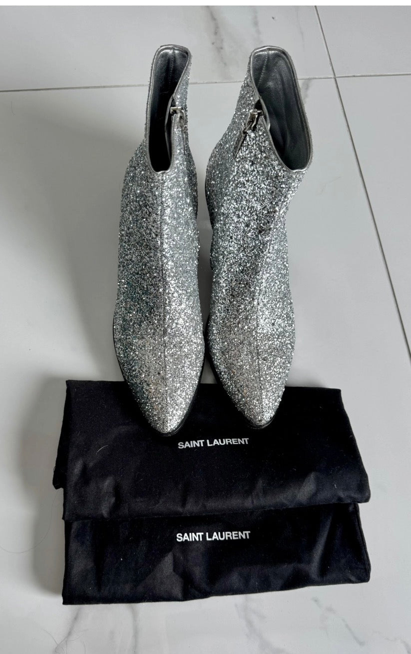 Boots Saint Laurent argentées