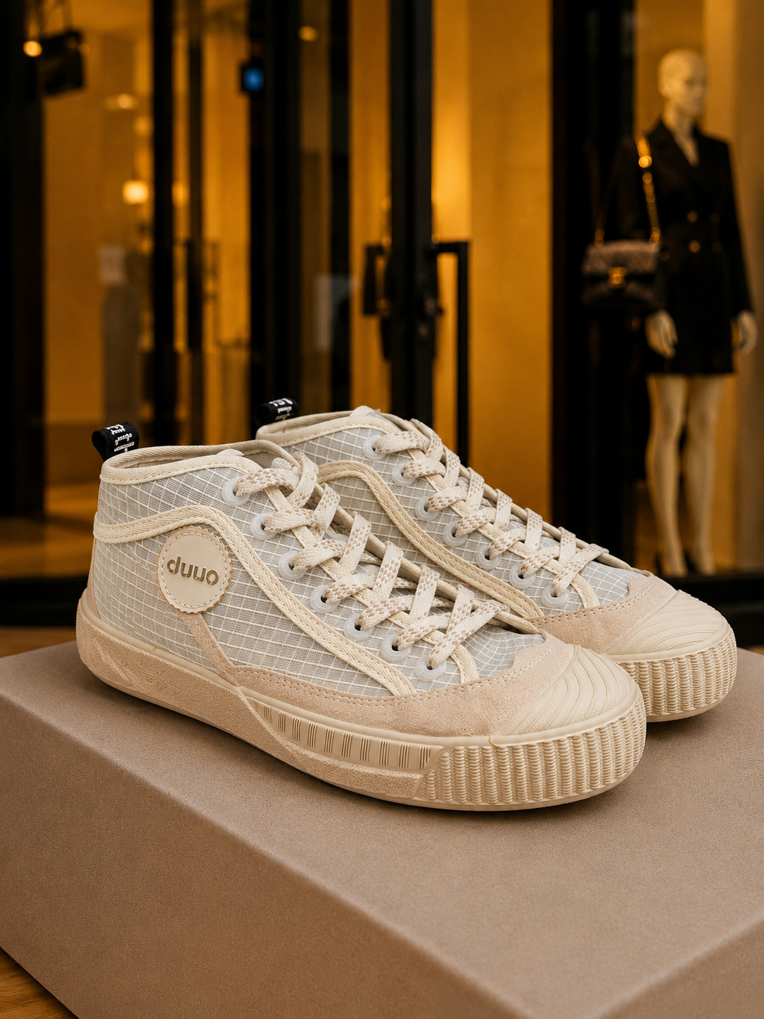 DUUO Vegan & Eco Shoes – Sneakers montantes beige