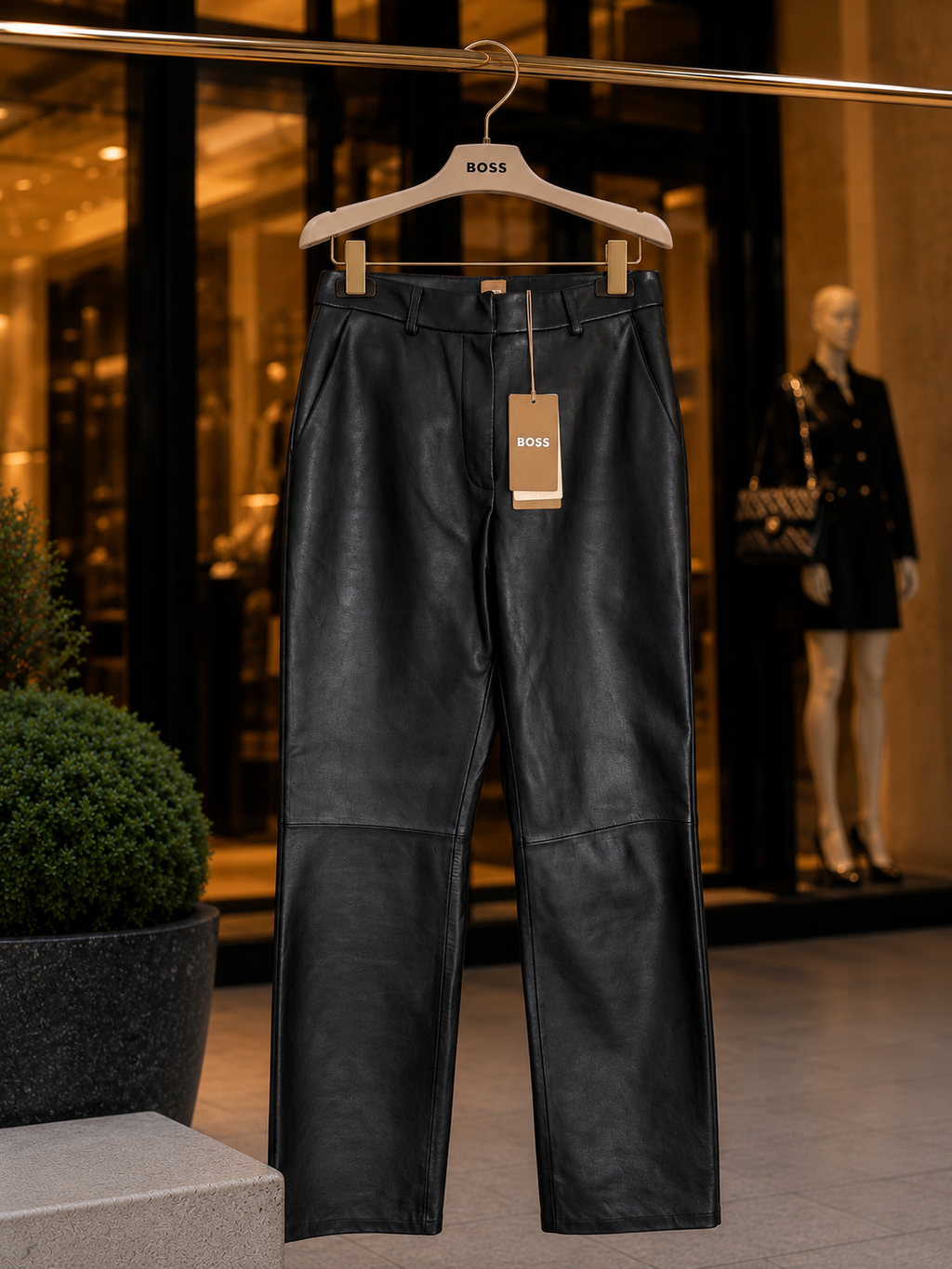Pantalon cuir noir BOSS