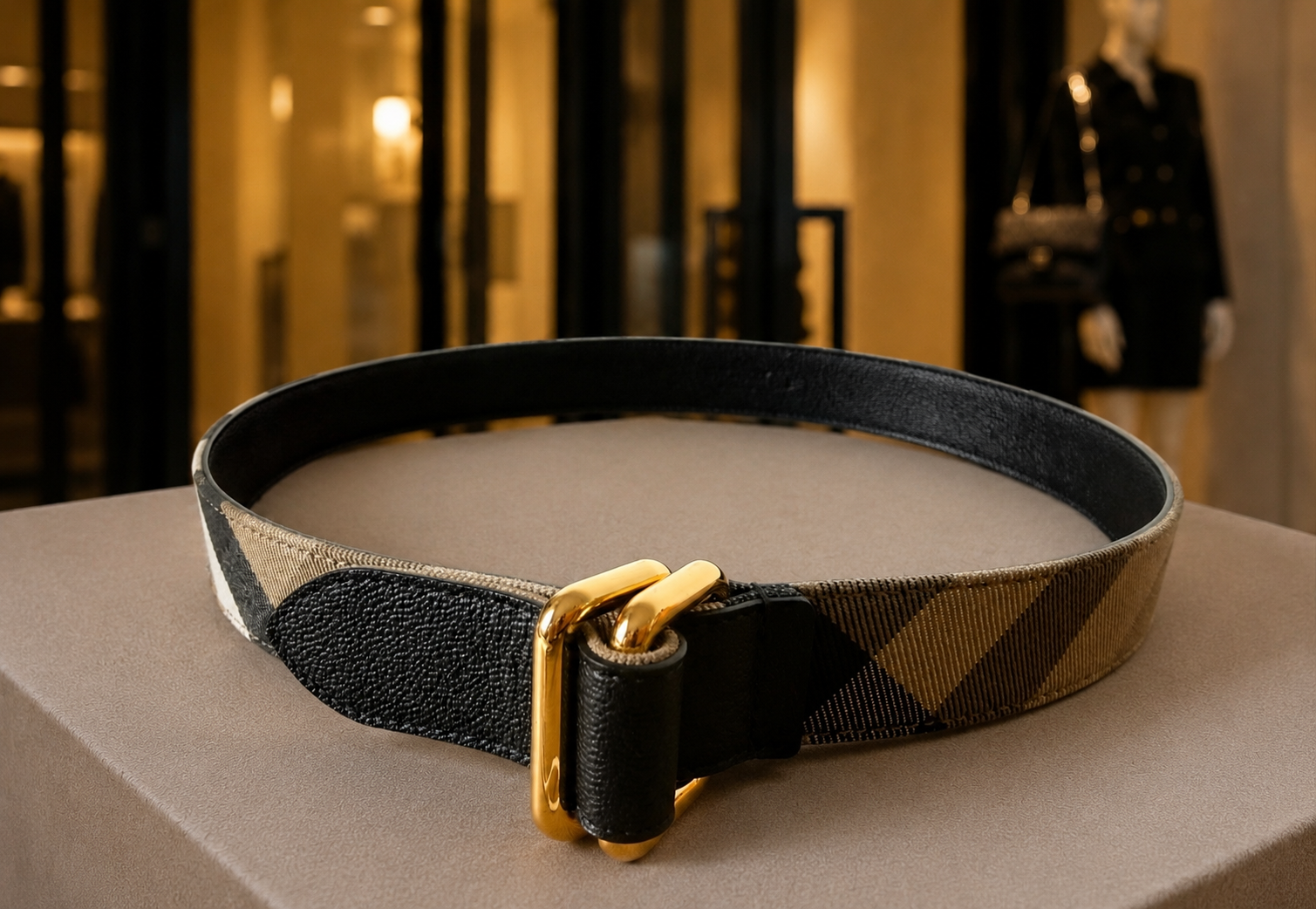 Ceinture Burberry Check en cuir