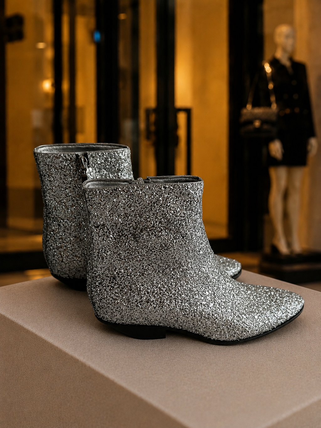 Boots Saint Laurent argentées