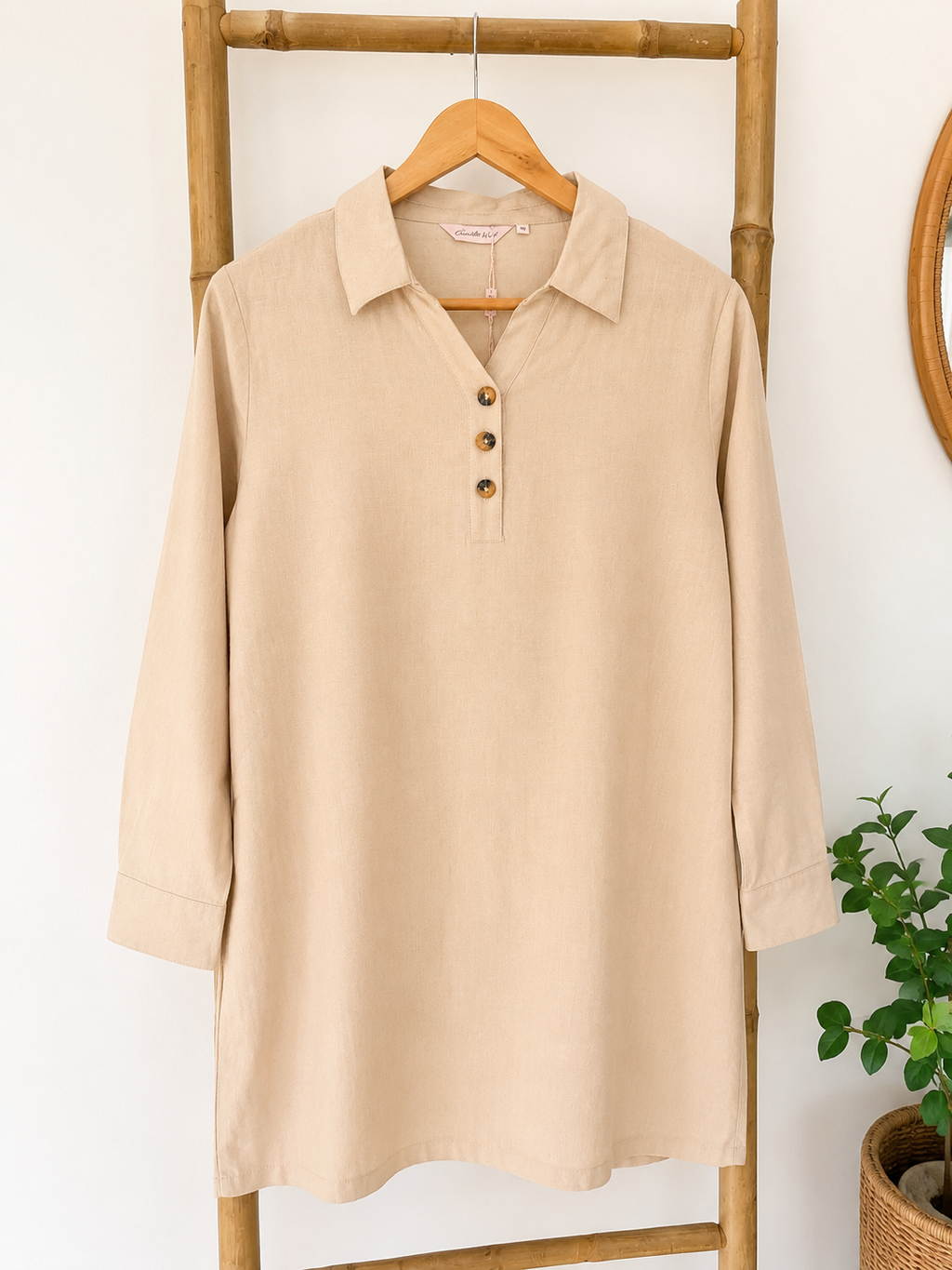 Robe beige en Lin
