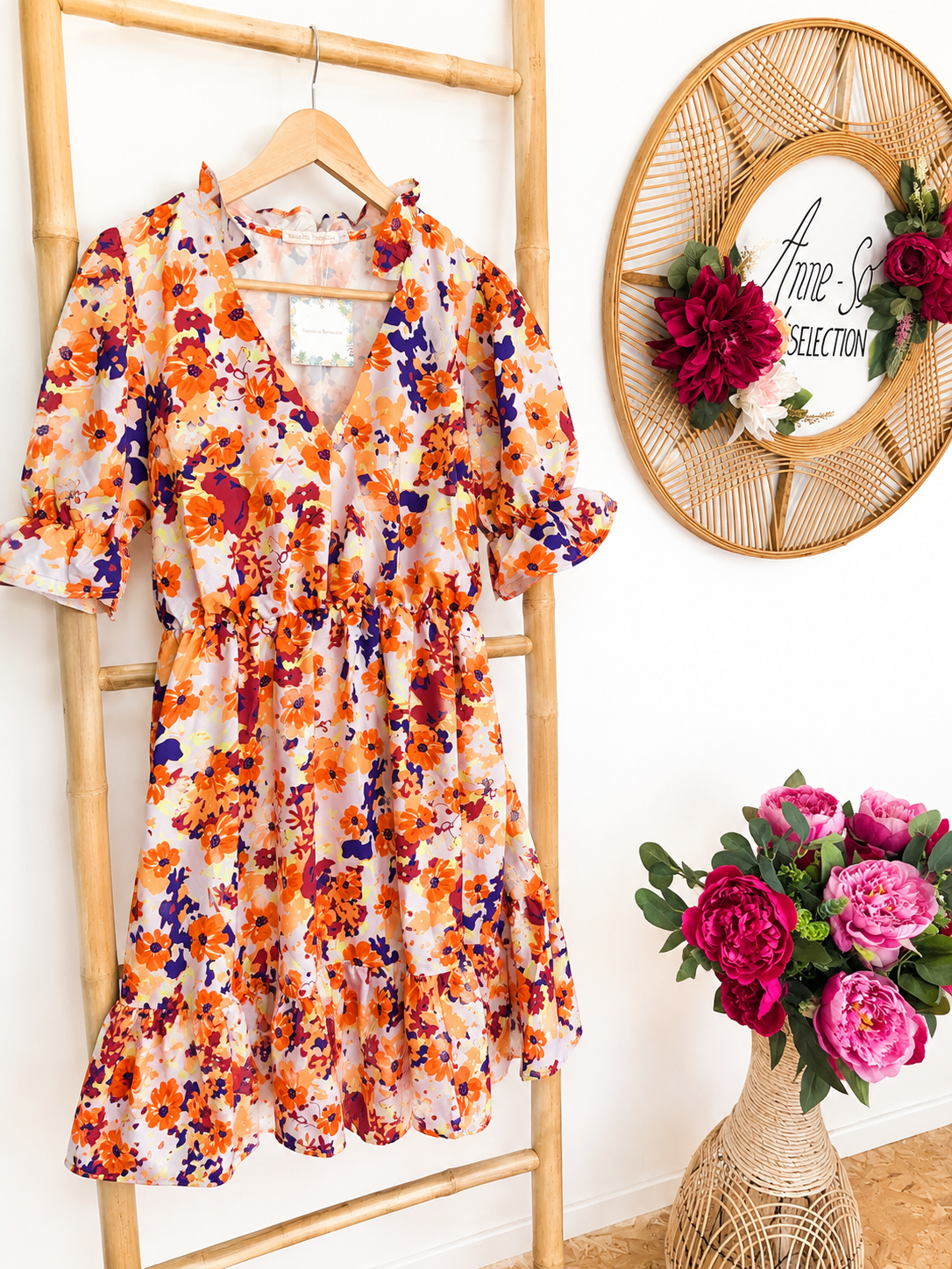 Robe fleurie orange Version Féminin