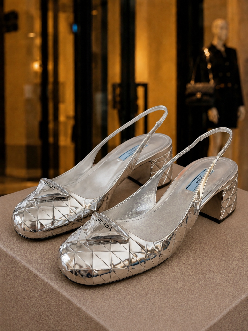 Prada Slingback Argent