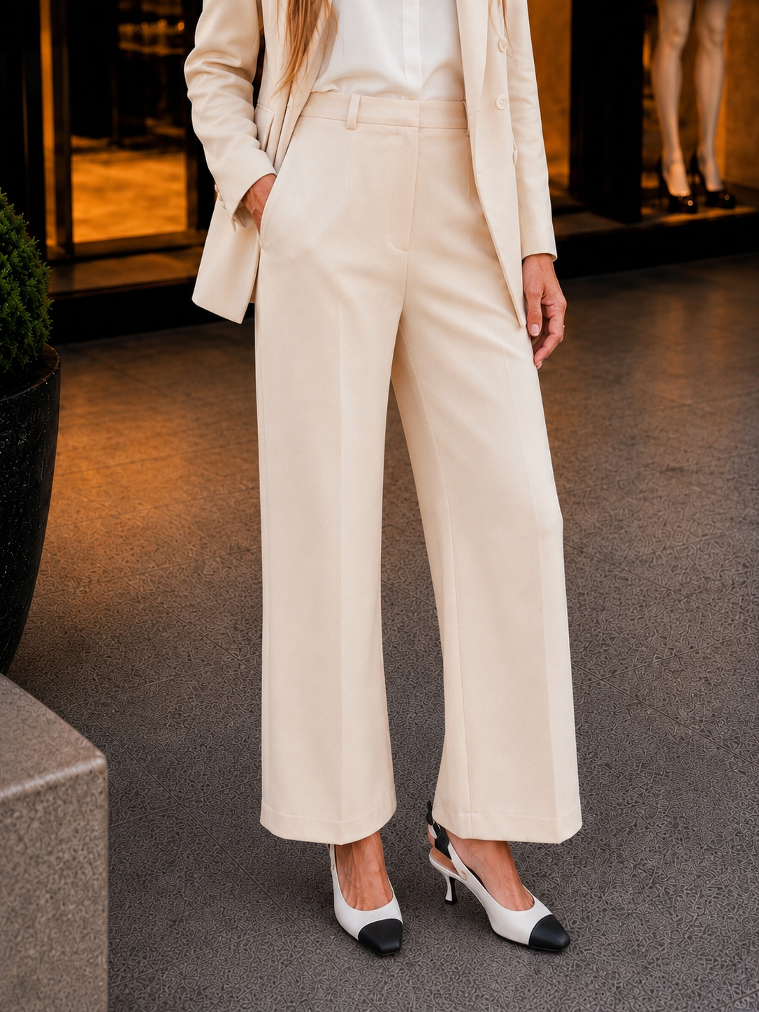 Pantalon de Tailleur écru