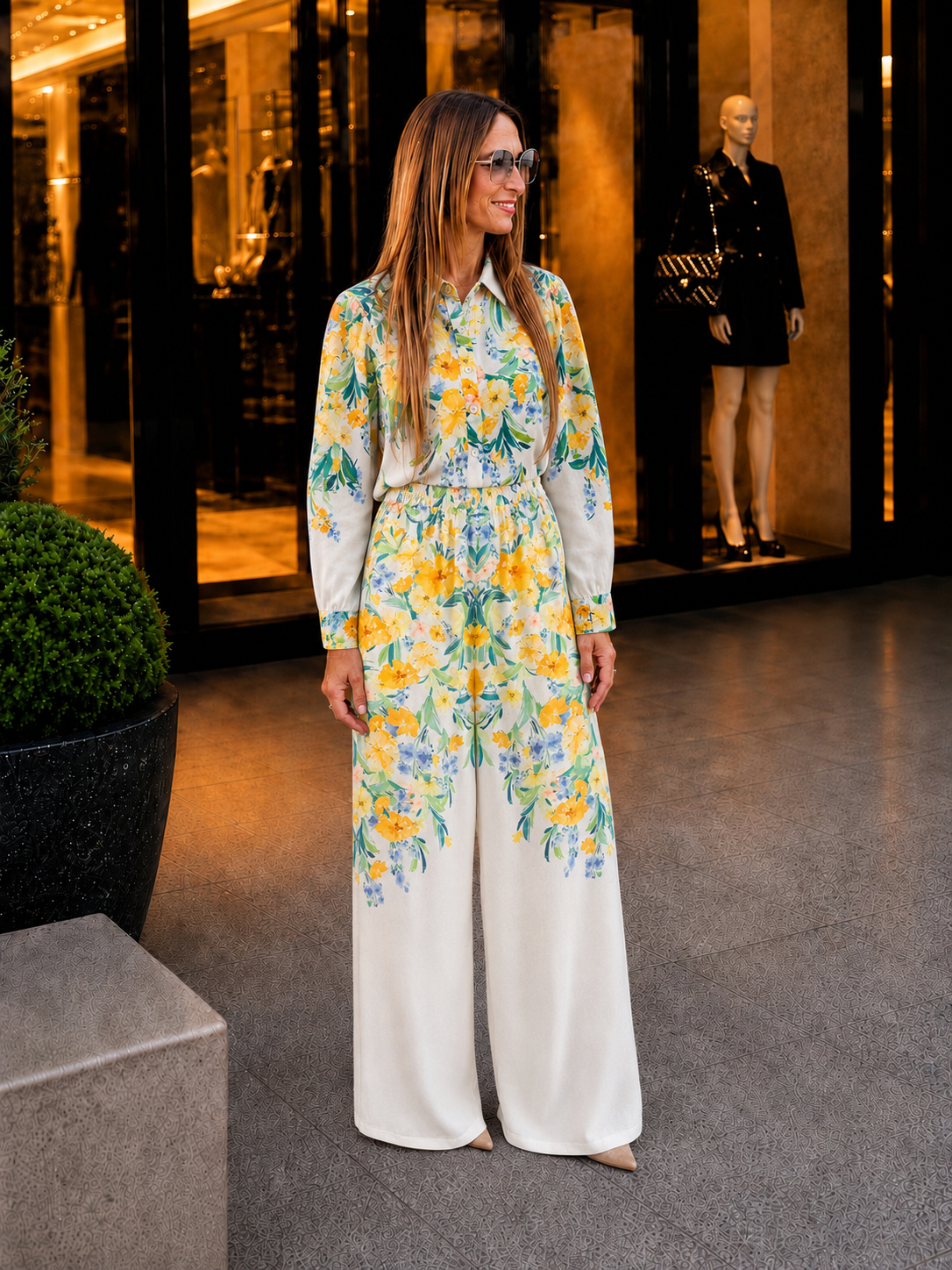 Ensemble Chemise & Pantalon Fleuri