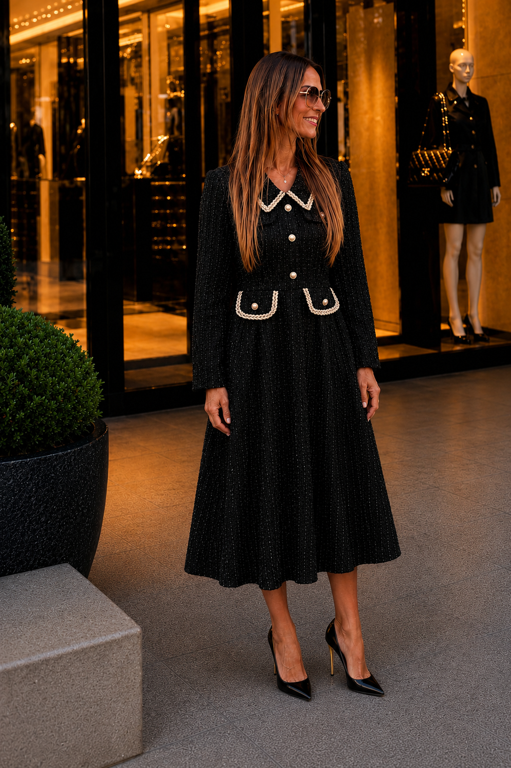 Robe en Tweed Noire