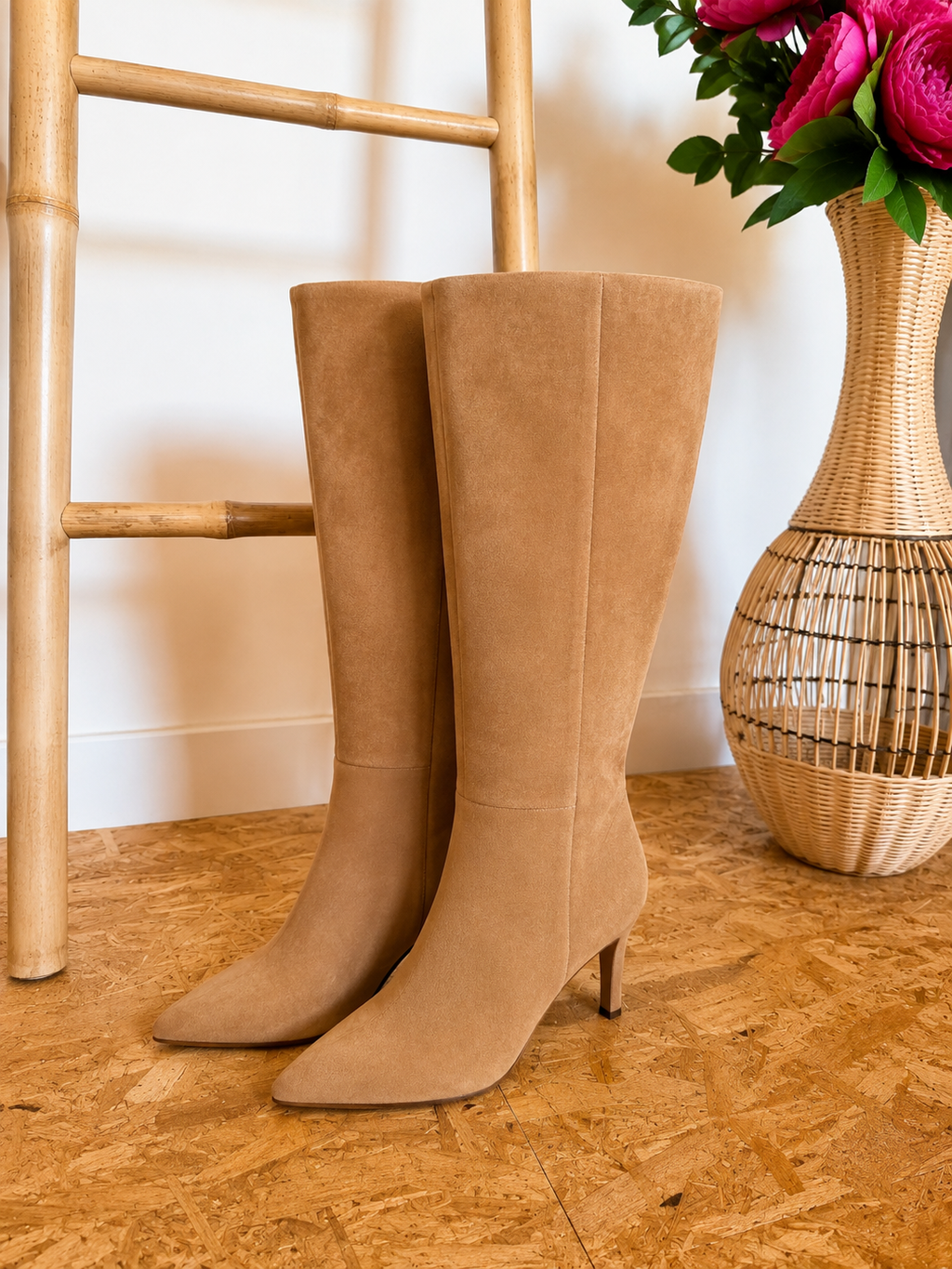 Bottes Hautes en Suédine Camel