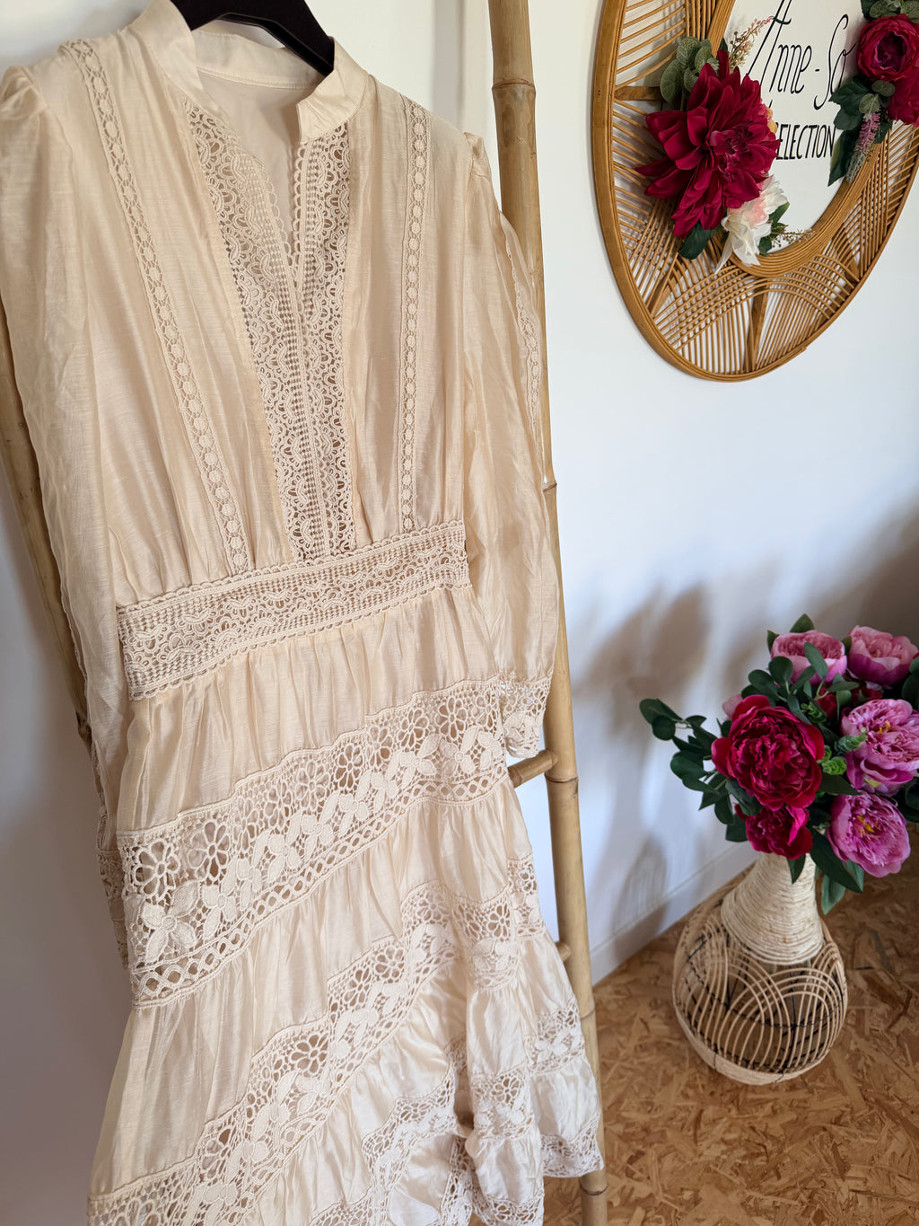 Robe longue en Lin & Dentelle