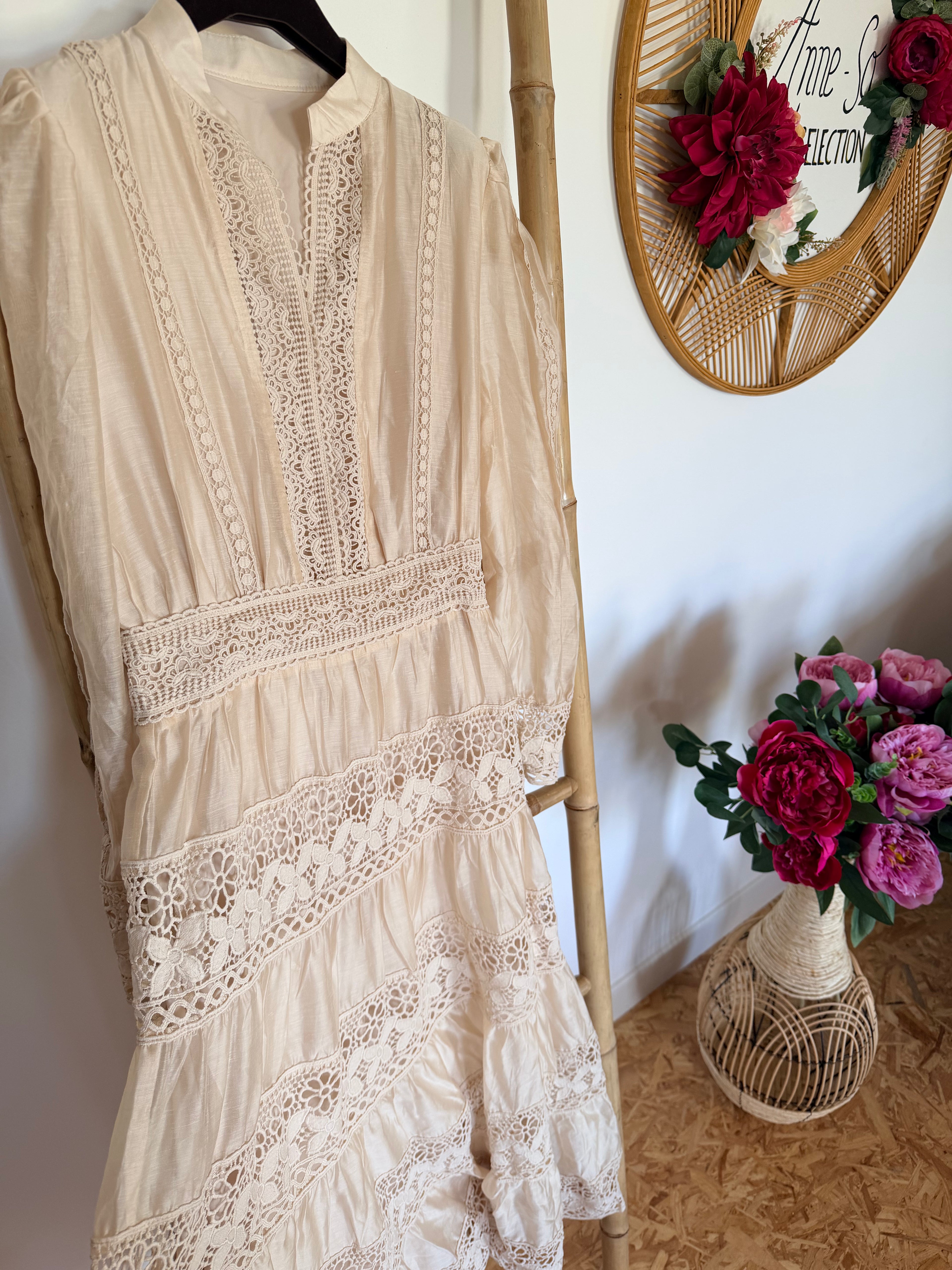 Robe longue en Lin & Dentelle