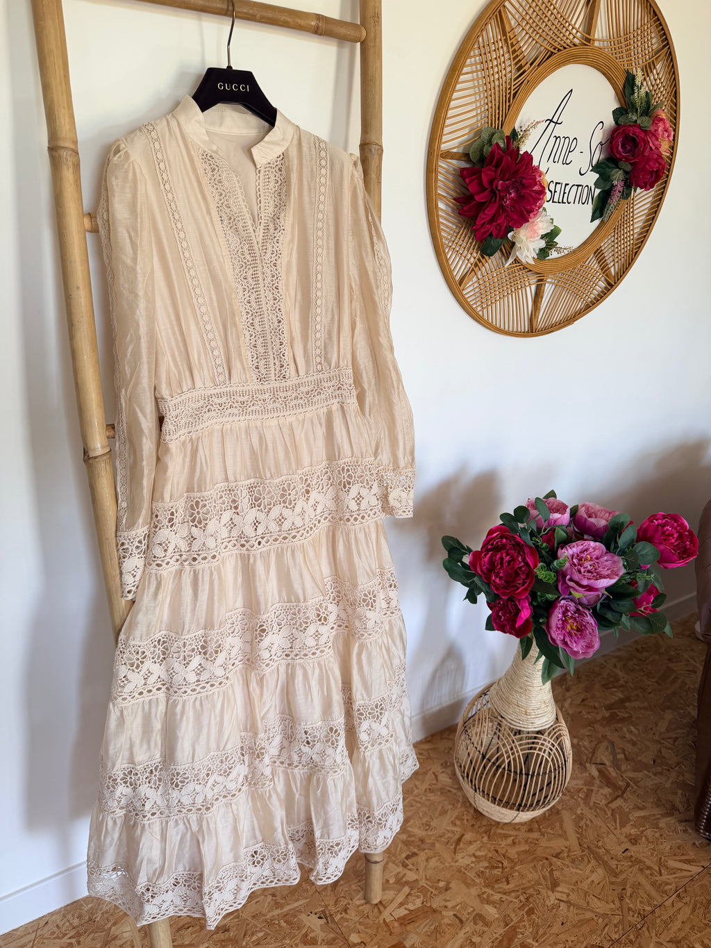 Robe longue en Lin & Dentelle