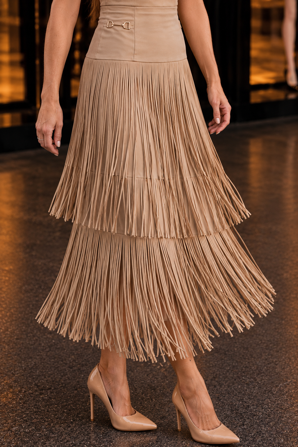 Jupe à Franges Beige